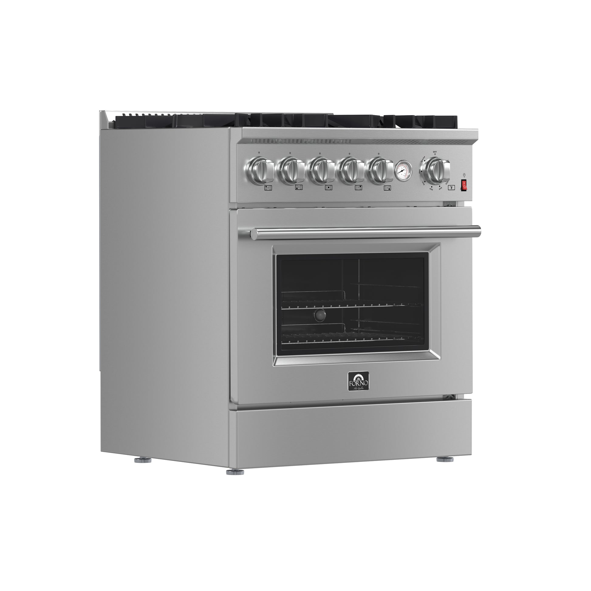 FORNO Giovanni 30-inch Gas Range Stainless Steel, 5 Burners 67,000 BTU, 4.32 cu.ft. Convection Oven - Forno Appliances