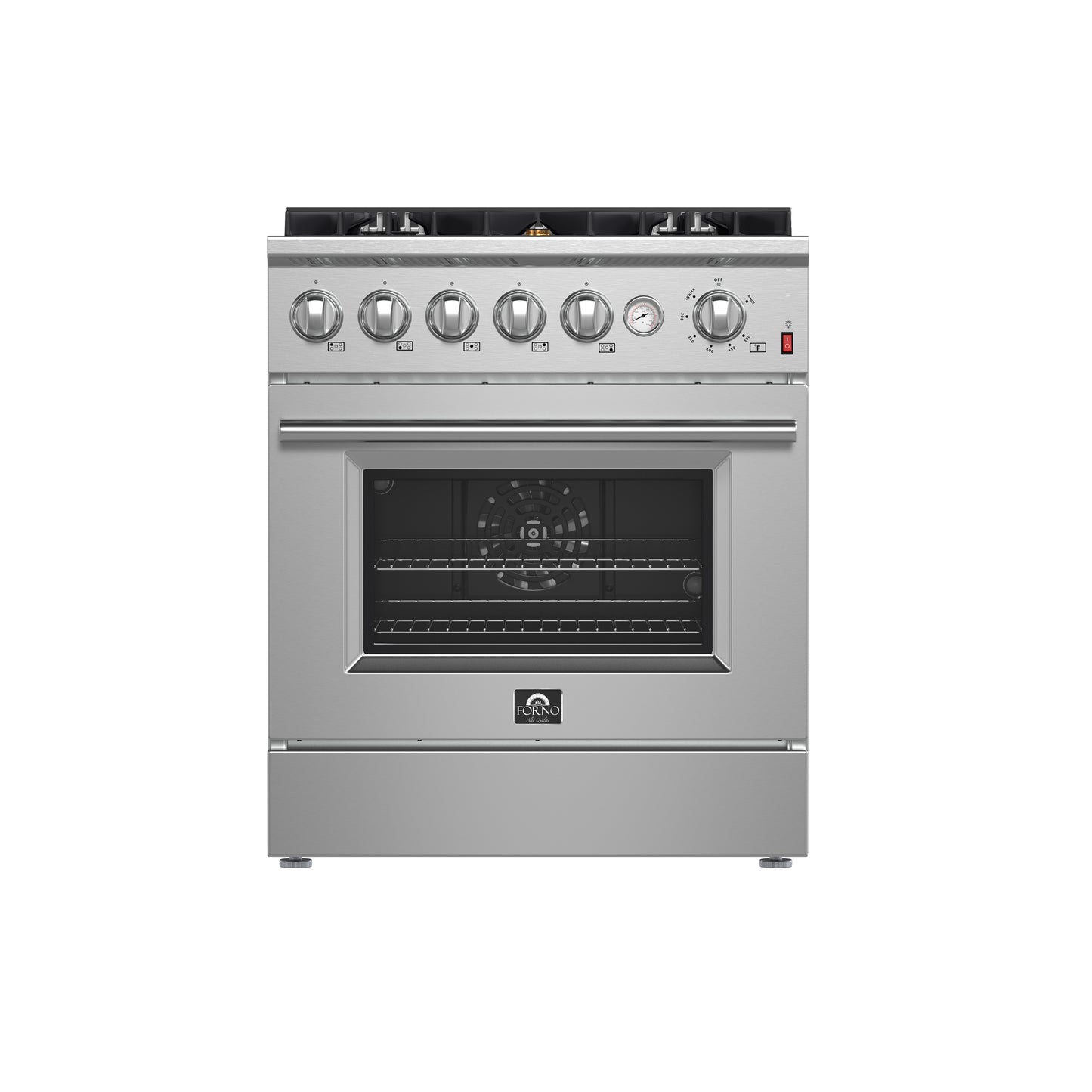 FORNO Giovanni 30-inch Gas Range Stainless Steel, 5 Burners 67,000 BTU, 4.32 cu.ft. Convection Oven - Forno Appliances