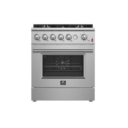 FORNO Giovanni 30-inch Gas Range Stainless Steel, 5 Burners 67,000 BTU, 4.32 cu.ft. Convection Oven - Forno Appliances