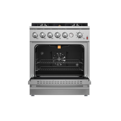 FORNO Giovanni 30-inch Gas Range Stainless Steel, 5 Burners 67,000 BTU, 4.32 cu.ft. Convection Oven - Forno Appliances