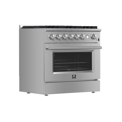 Marco 36-Inch Gas Range Stainless Steel, 6 Burners 67,000 BTU, 5.36 cu.ft. Convection Oven - Forno Appliances