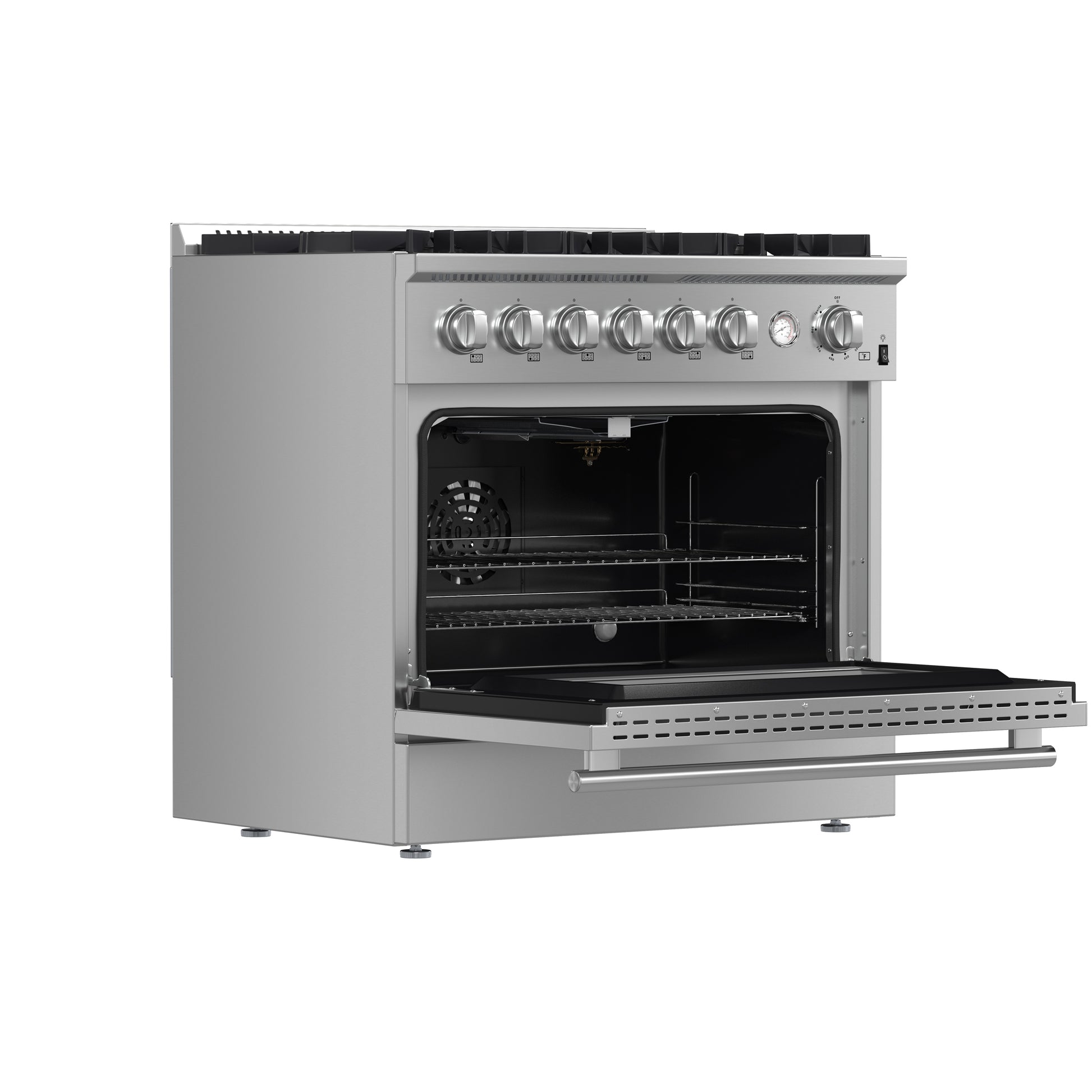 Marco 36-Inch Gas Range Stainless Steel, 6 Burners 67,000 BTU, 5.36 cu.ft. Convection Oven - Forno Appliances