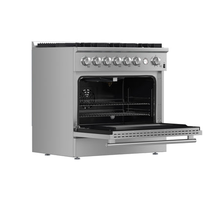 Marco 36-Inch Gas Range Stainless Steel, 6 Burners 67,000 BTU, 5.36 cu.ft. Convection Oven - Forno Appliances