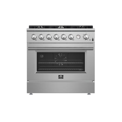 Marco 36-Inch Gas Range Stainless Steel, 6 Burners 67,000 BTU, 5.36 cu.ft. Convection Oven - Forno Appliances
