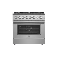 Cuisinière à gaz Marco 36 pouces en acier inoxydable, 6 brûleurs, 67 000 BTU, 5,36 cu.ftFour à convection