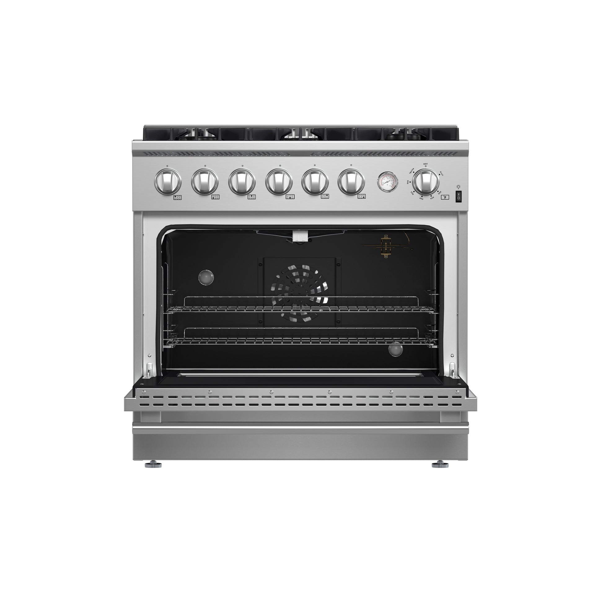 Marco 36-Inch Gas Range Stainless Steel, 6 Burners 67,000 BTU, 5.36 cu.ft. Convection Oven - Forno Appliances
