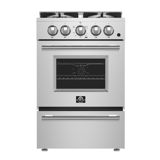 Forno Breno 24-Inch Freestanding Gas Range, Plug Included, Energy Efficient - Forno Appliances