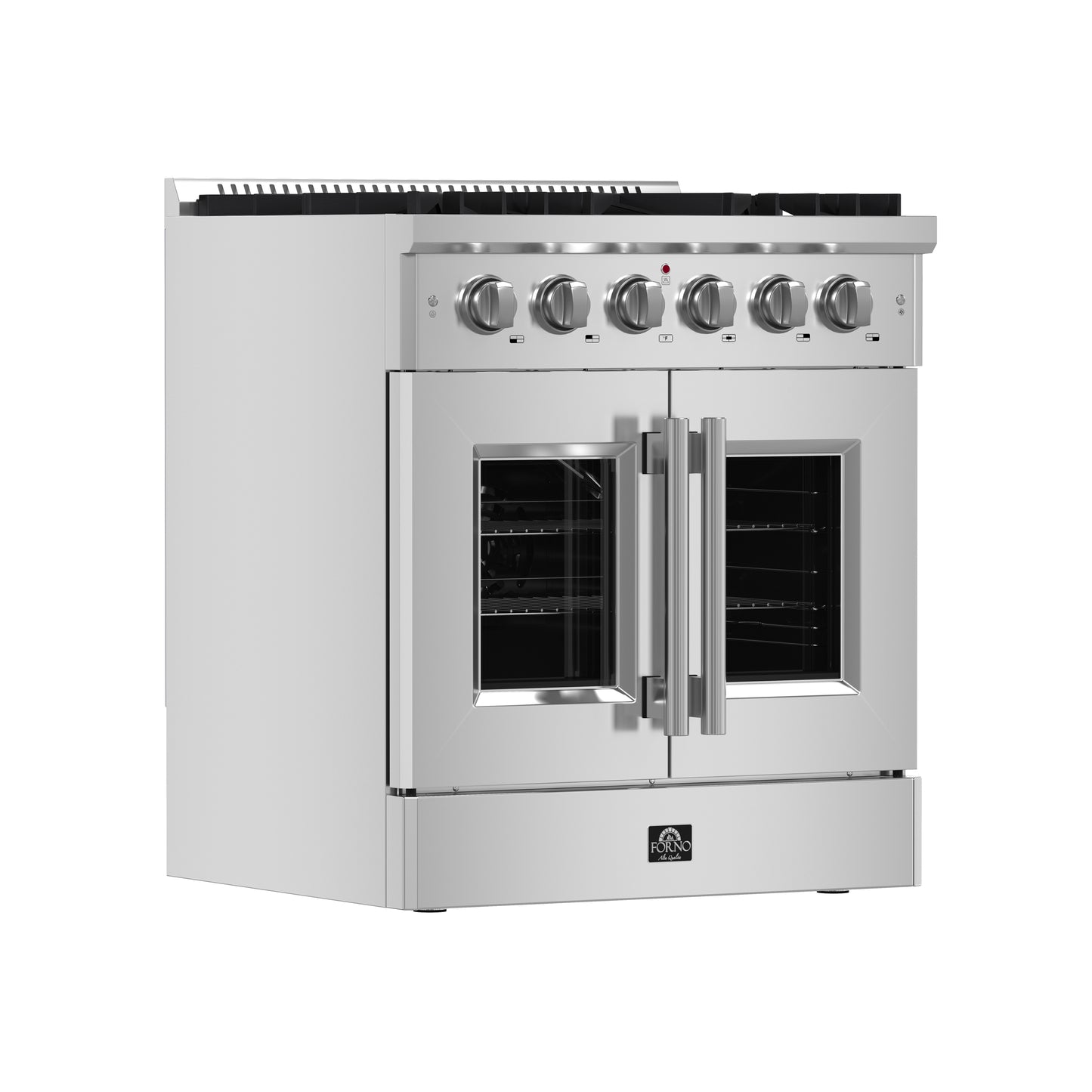 Forno Galiano 30-Inch Freestanding French Door Gas Range, 5 Burners, Convection Oven, Energy Efficient - Forno Appliances