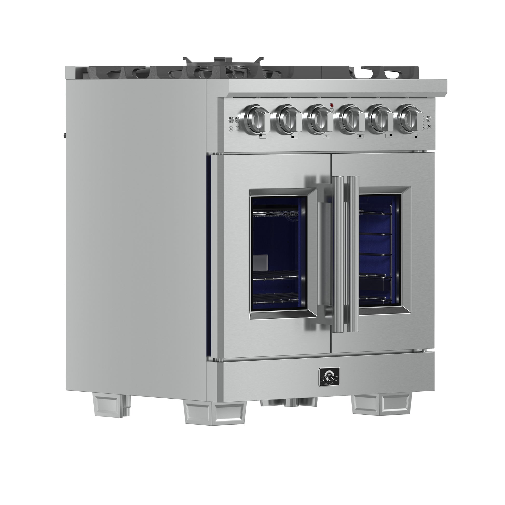 Forno Capriasca cuisinière à gaz autonome de 30 pouces avec portes françaises, 4 brûleurs, four à convection, économe en énergie - Forno Appliances