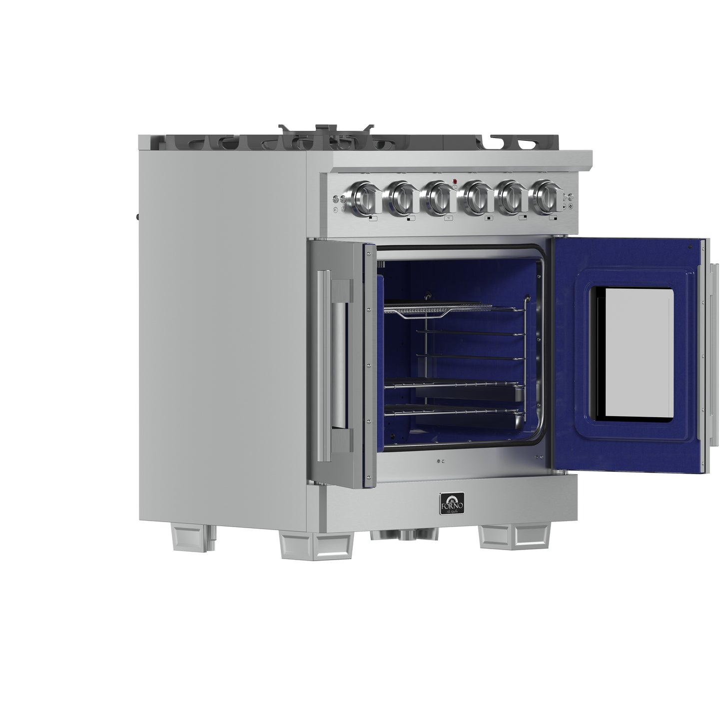 Forno Capriasca cuisinière à gaz indépendante 30 pouces à porte française, 4 brûleurs, four à convection, économe en énergie - Forno Appliances
