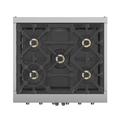 Forno Capriasca cuisinière à gaz autonome de 30 po à portes françaises, 4 brûleurs, four à convection, écoénergétique - Forno Appliances