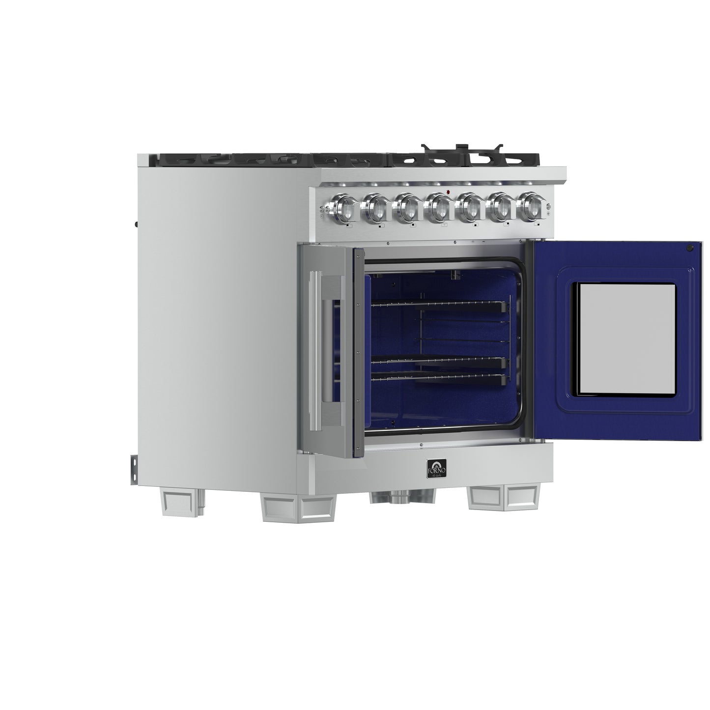 Forno Capriasca 36-Inch Freestanding French Door Gas Range, 6 Burners, Convection Oven, Energy Efficient - Forno Appliances