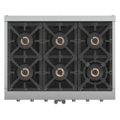 Forno Capriasca 36-Inch Freestanding French Door Gas Range, 6 Burners, Convection Oven, Energy Efficient - Forno Appliances
