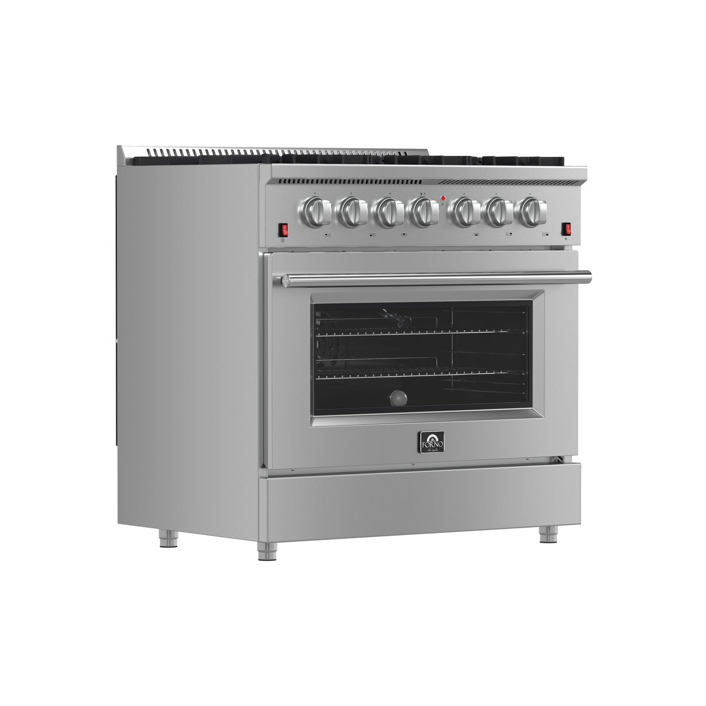 Forno Galiano 36-Inch Freestanding Gas Range, Stainless Steel, 6 Burners, Energy Efficient - Forno Appliances