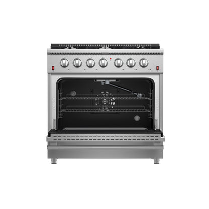 Forno Galiano 36-Inch Freestanding Gas Range, Stainless Steel, 6 Burners, Energy Efficient - Forno Appliances