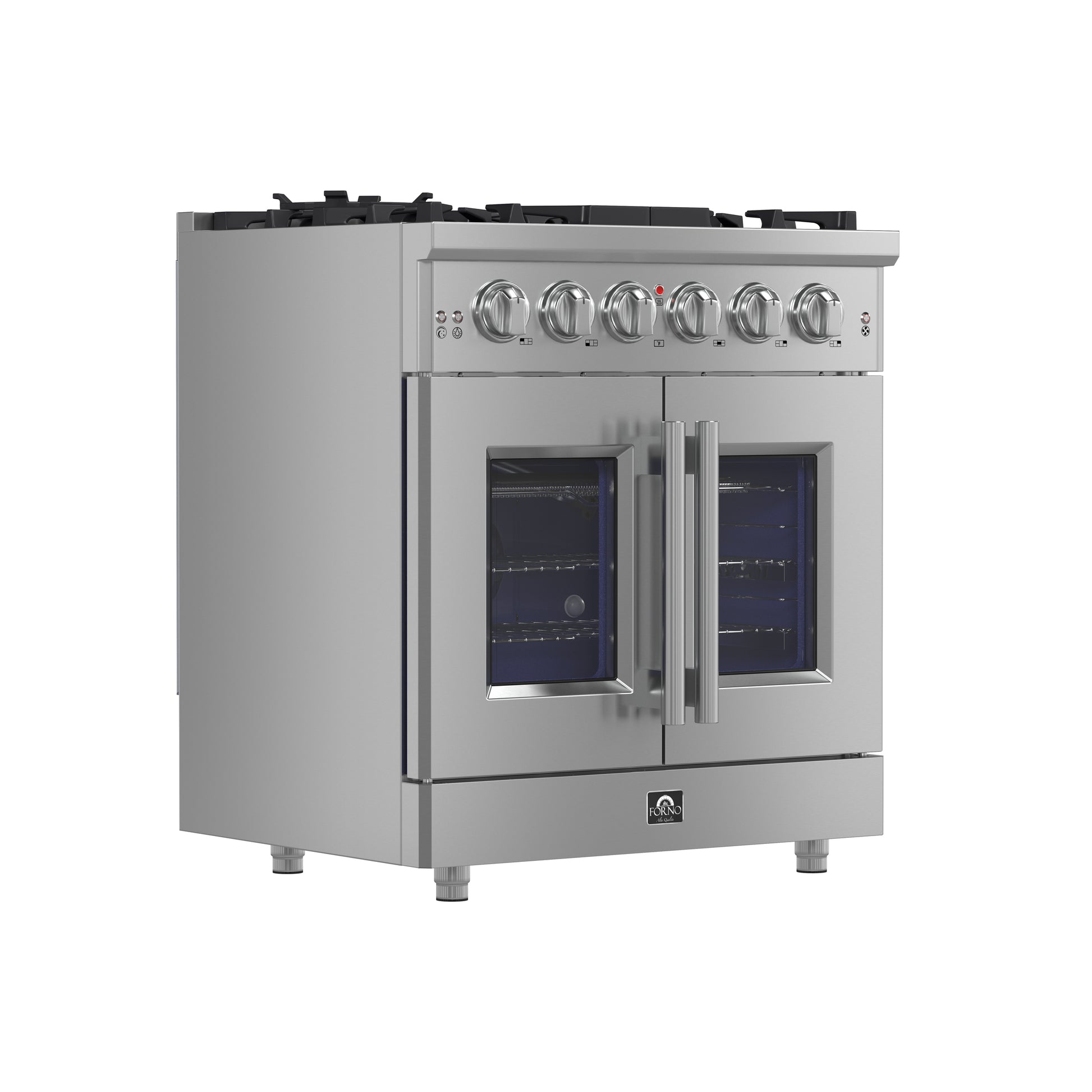 Forno Massimo 30-Inch Freestanding French Door Gas Range, 4 Burners, Convection Oven, Energy Efficient - Forno Appliances