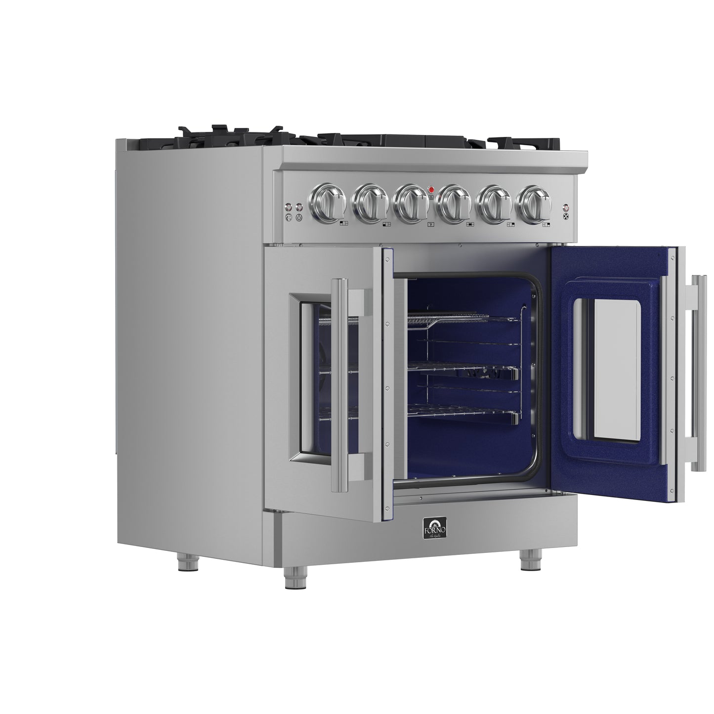Forno Massimo 30-Inch Freestanding French Door Gas Range, 4 Burners, Convection Oven, Energy Efficient - Forno Appliances