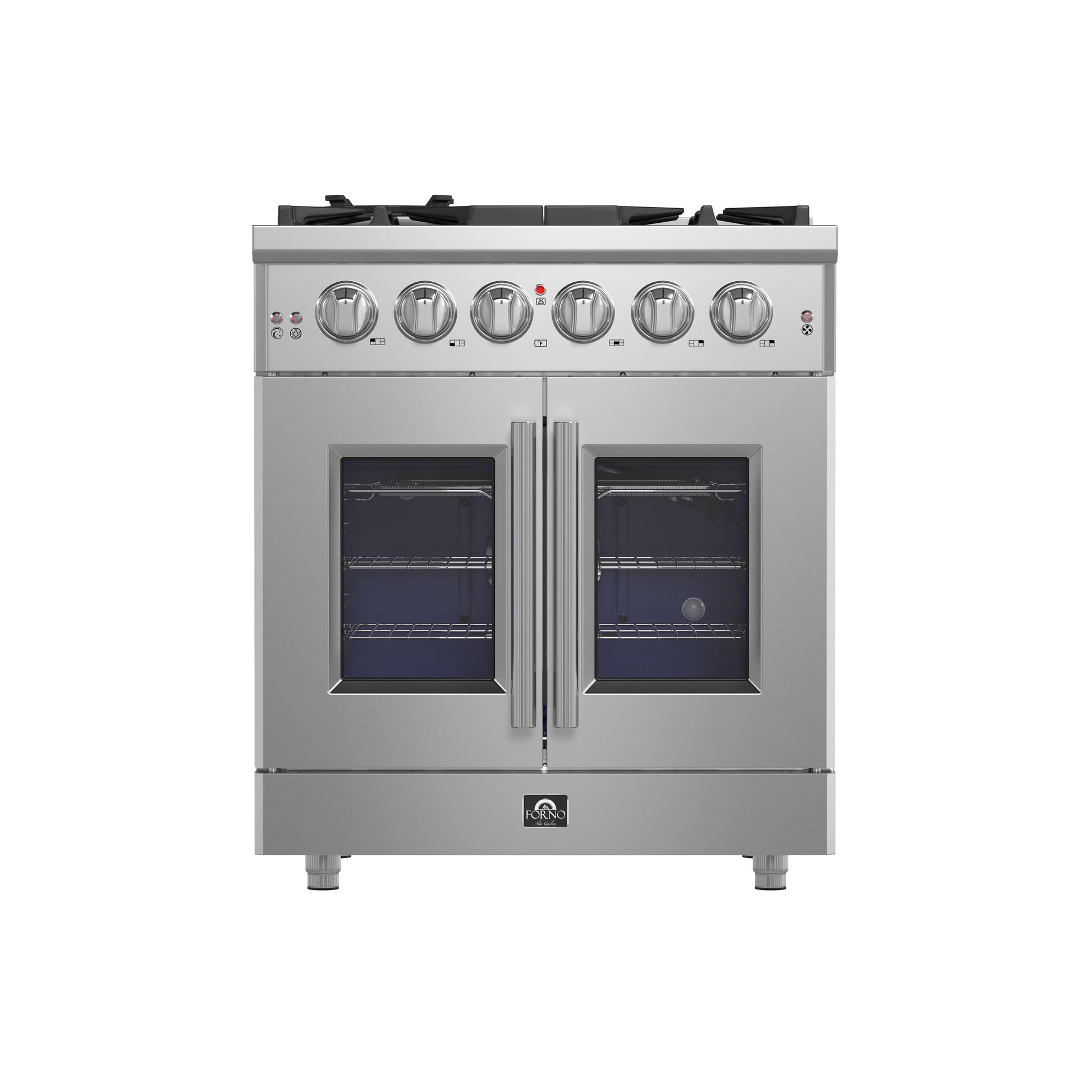 Forno Massimo 30-Inch Freestanding French Door Gas Range, 4 Burners, Convection Oven, Energy Efficient - Forno Appliances