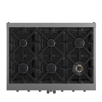 Forno Massimo cuisinière à gaz pose libre 36 pouces, portes françaises, 6 brûleurs, four à convection, économe en énergie - Forno Appliances