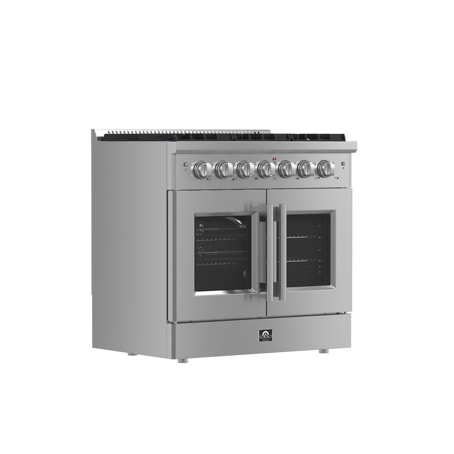 Forno Galiano 36-Inch Freestanding French Door Gas Range, 6 Burners, Convection Oven, Energy Efficient - Forno Appliances