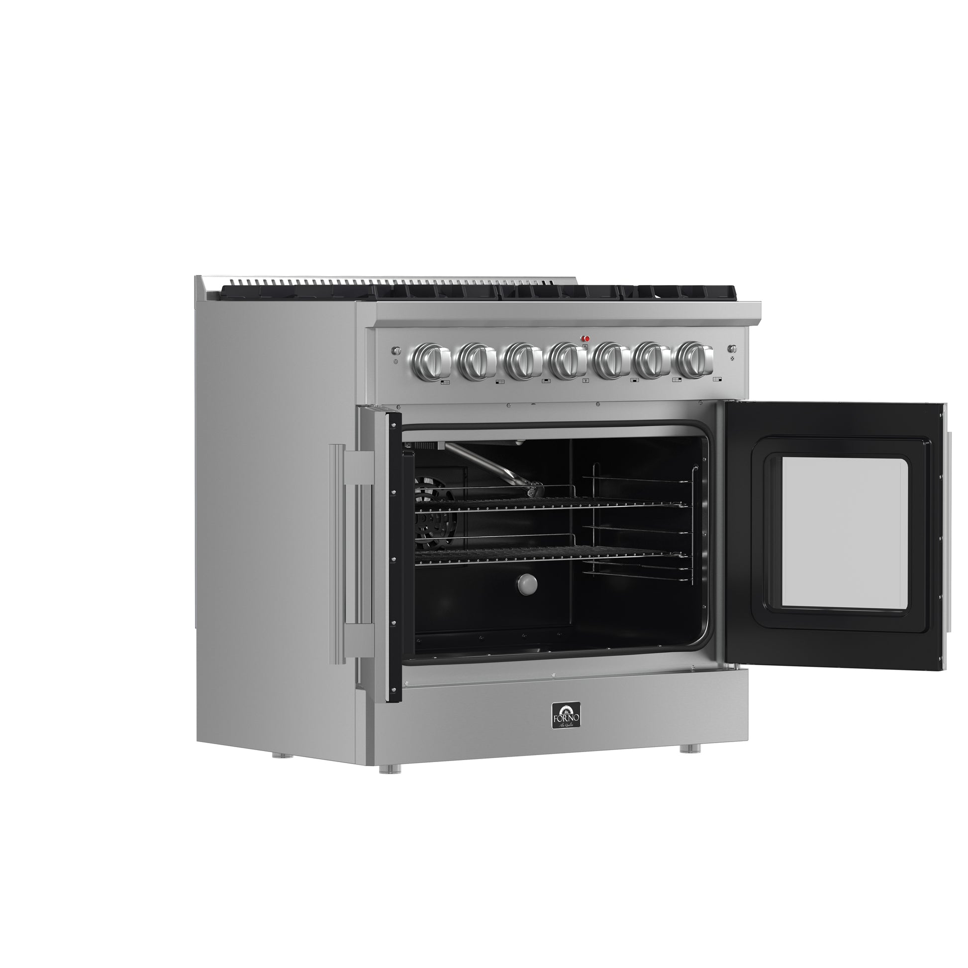 Forno Galiano 36-Inch Freestanding French Door Gas Range, 6 Burners, Convection Oven, Energy Efficient - Forno Appliances