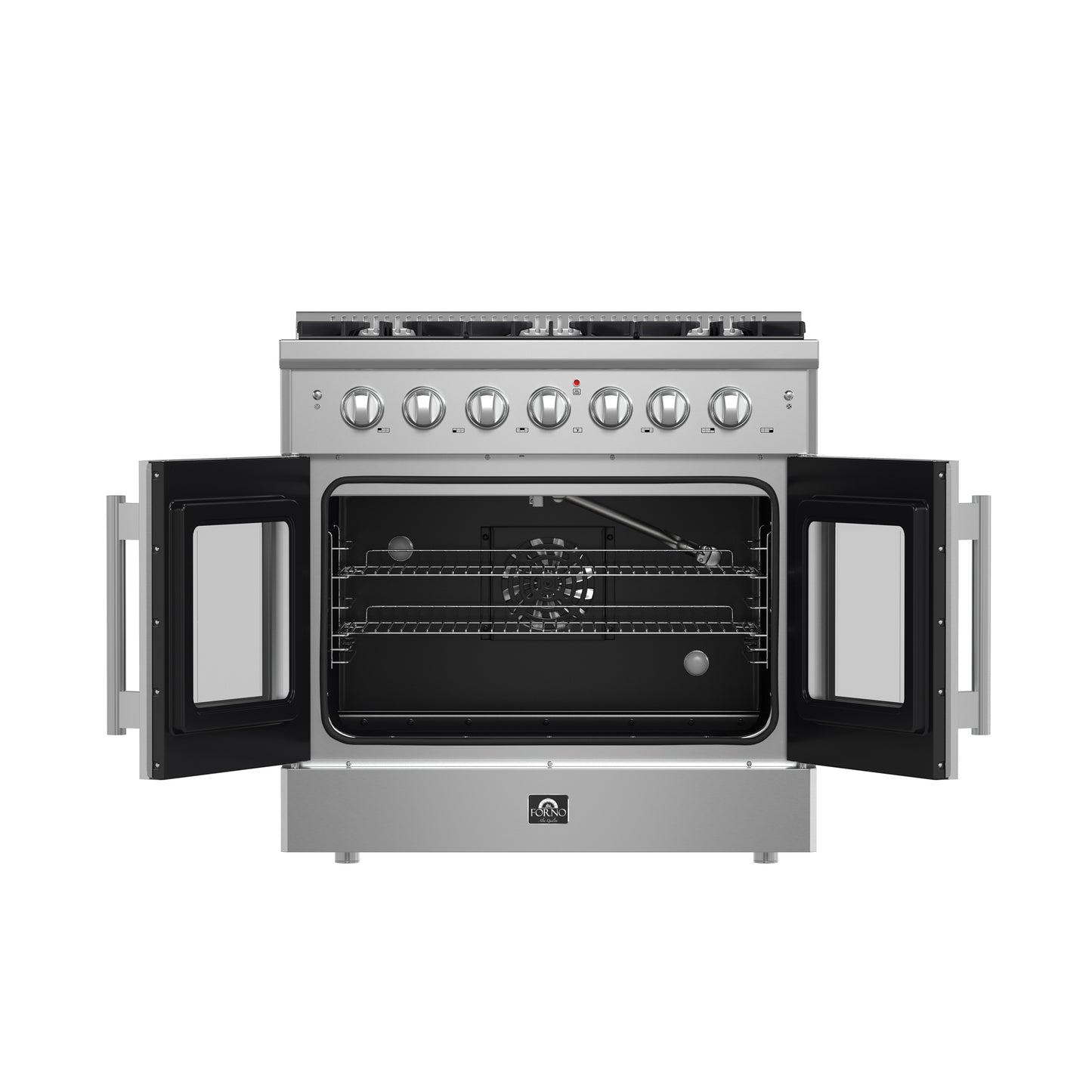 Forno Galiano 36-Inch Freestanding French Door Gas Range, 6 Burners, Convection Oven, Energy Efficient - Forno Appliances