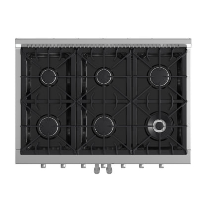 Forno Galiano 36-Inch Freestanding French Door Gas Range, 6 Burners, Convection Oven, Energy Efficient - Forno Appliances