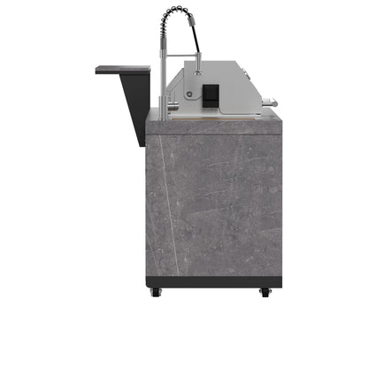 Forno Rimini Outdoor Kitchen 30" BBQ 62,600 BTU, 3 Burners with Sear & Rotisserie, 2.4 cu.ft. Beverage Center, Stainless Steel Sink, Black Cabinets & Gray Sintered Stone Countertop - Forno Appliances