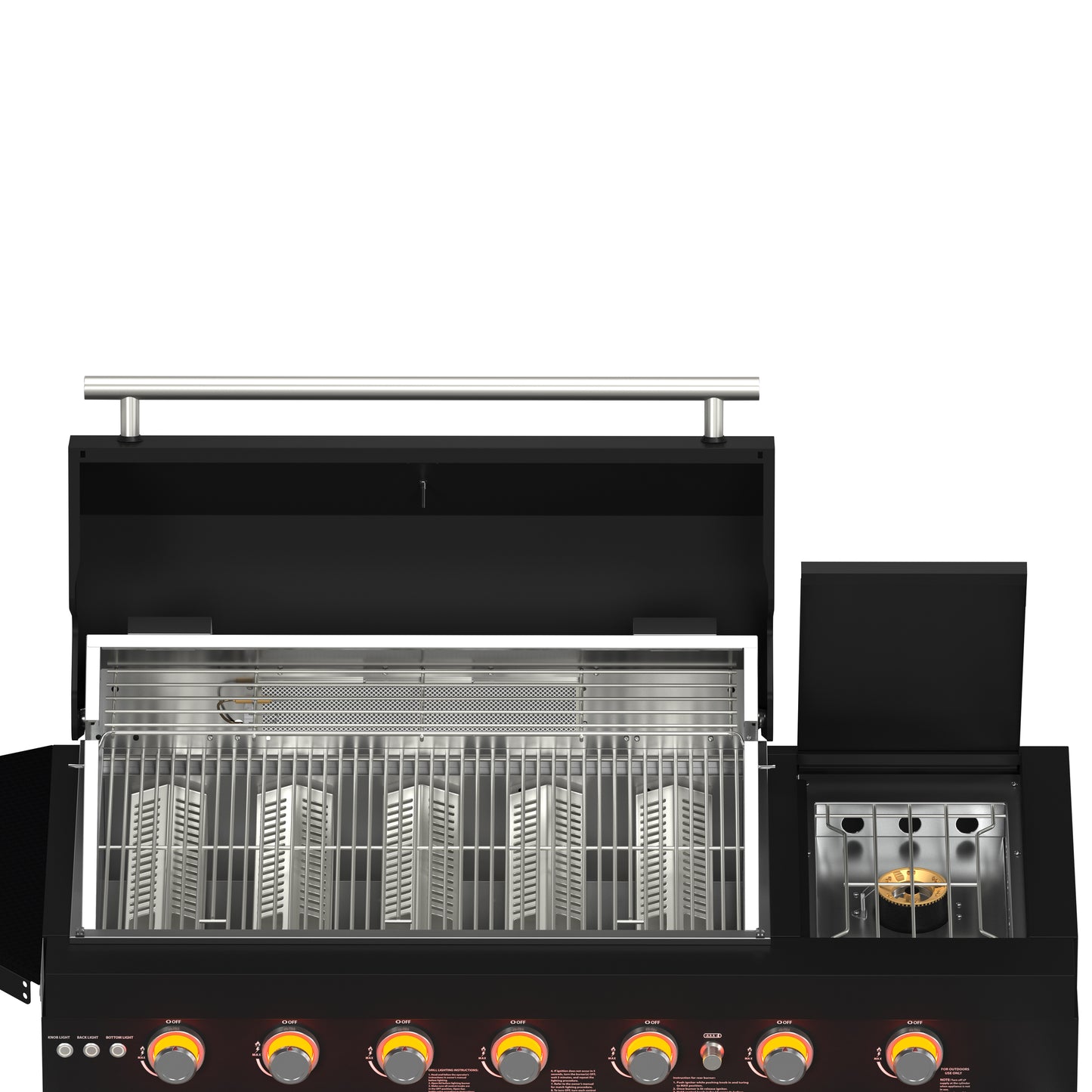 Forno All’Aperto 87,600 BTU Outdoor Kitchen, 4 Burners, Infrared Burners, Side Burner, Black Sintered Stone Countertops, Gas Pizza Oven, Sink Module, Bar & Beverage Center - Forno Appliances