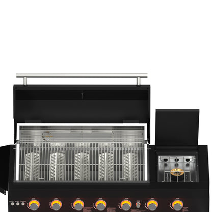 Forno All’Aperto 87,600 BTU Outdoor Kitchen, 4 Burners, Infrared Burners, Side Burner, Black Sintered Stone Countertops, Gas Pizza Oven, Sink Module, Bar & Beverage Center - Forno Appliances