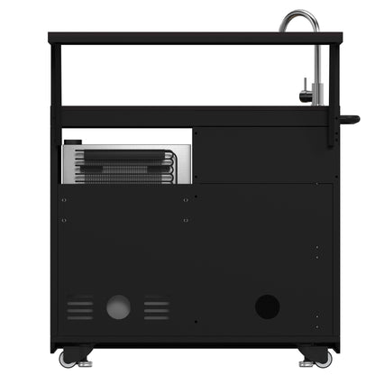 Forno All’Aperto 87,600 BTU Outdoor Kitchen, 4 Burners, Infrared Burners, Side Burner, Black Sintered Stone Countertops, Gas Pizza Oven, Sink Module, Bar & Beverage Center - Forno Appliances