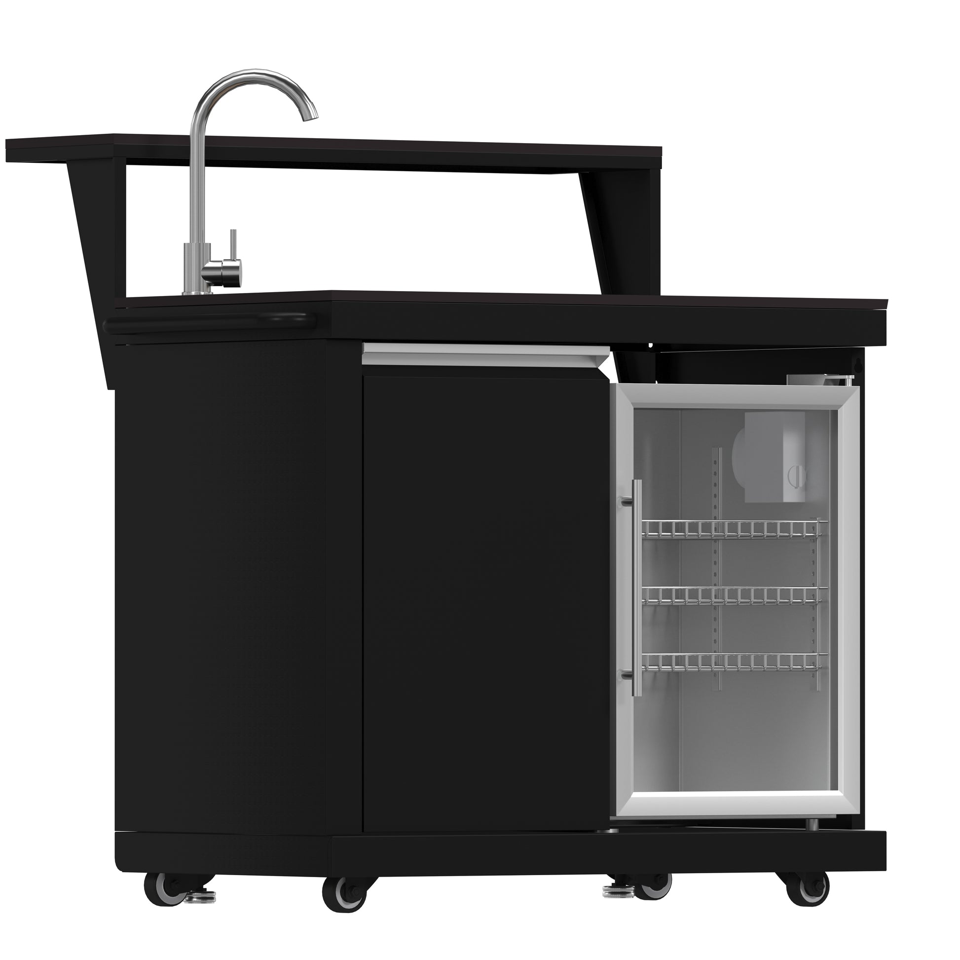 Forno All’Aperto 87,600 BTU Outdoor Kitchen, 4 Burners, Infrared Burners, Side Burner, Black Sintered Stone Countertops, Gas Pizza Oven, Sink Module, Bar & Beverage Center - Forno Appliances