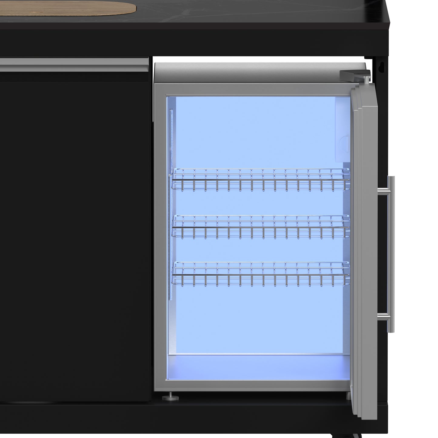 Forno All’Aperto 87,600 BTU Outdoor Kitchen, 4 Burners, Infrared Burners, Side Burner, Black Sintered Stone Countertops, Gas Pizza Oven, Sink Module, Bar & Beverage Center - Forno Appliances