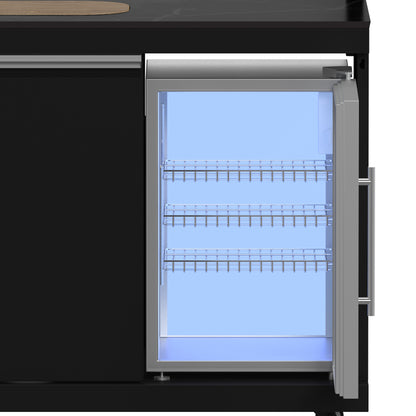 Forno All’Aperto 87,600 BTU Outdoor Kitchen, 4 Burners, Infrared Burners, Side Burner, Black Sintered Stone Countertops, Gas Pizza Oven, Sink Module, Bar & Beverage Center - Forno Appliances
