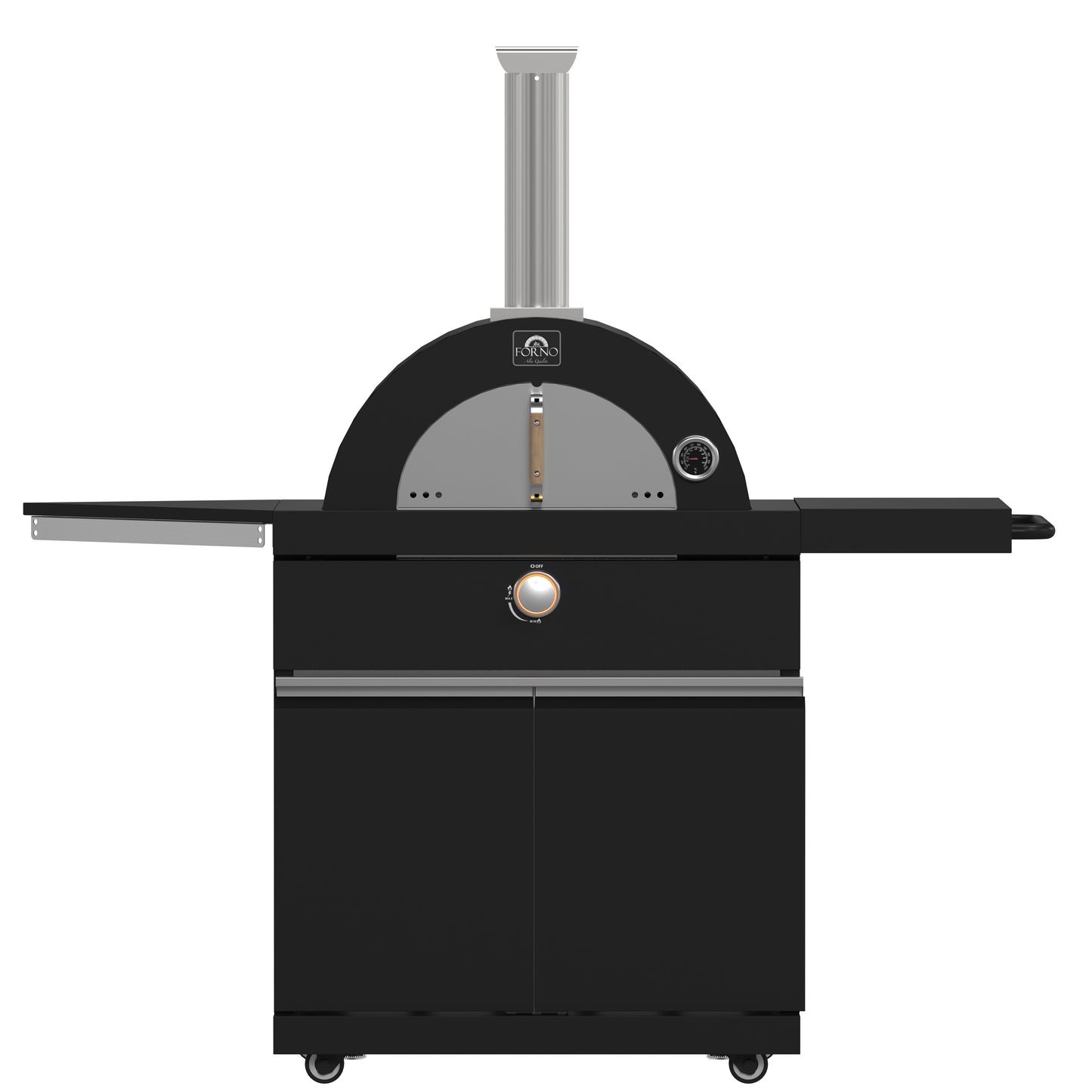 Forno All’Aperto 87,600 BTU Outdoor Kitchen, 4 Burners, Infrared Burners, Side Burner, Black Sintered Stone Countertops, Gas Pizza Oven, Sink Module, Bar & Beverage Center - Forno Appliances