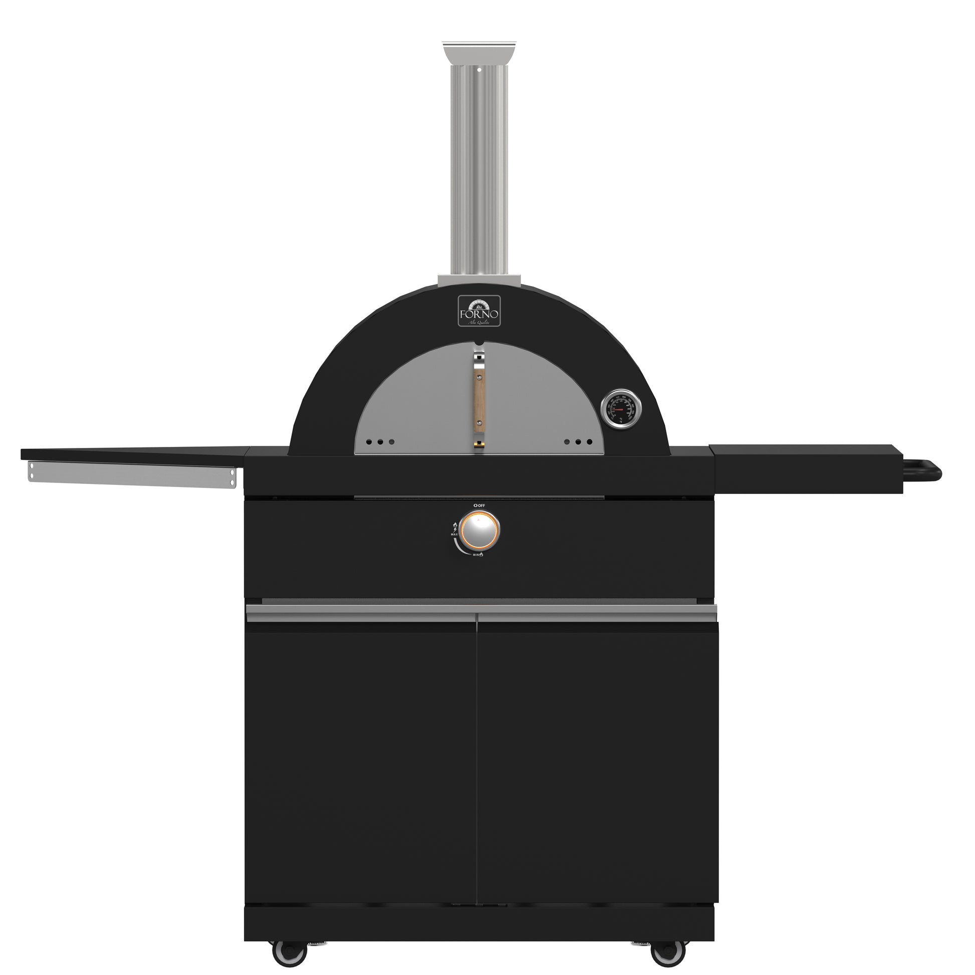 Forno All’Aperto 87,600 BTU Outdoor Kitchen, 4 Burners, Infrared Burners, Side Burner, Black Sintered Stone Countertops, Gas Pizza Oven, Sink Module, Bar & Beverage Center - Forno Appliances