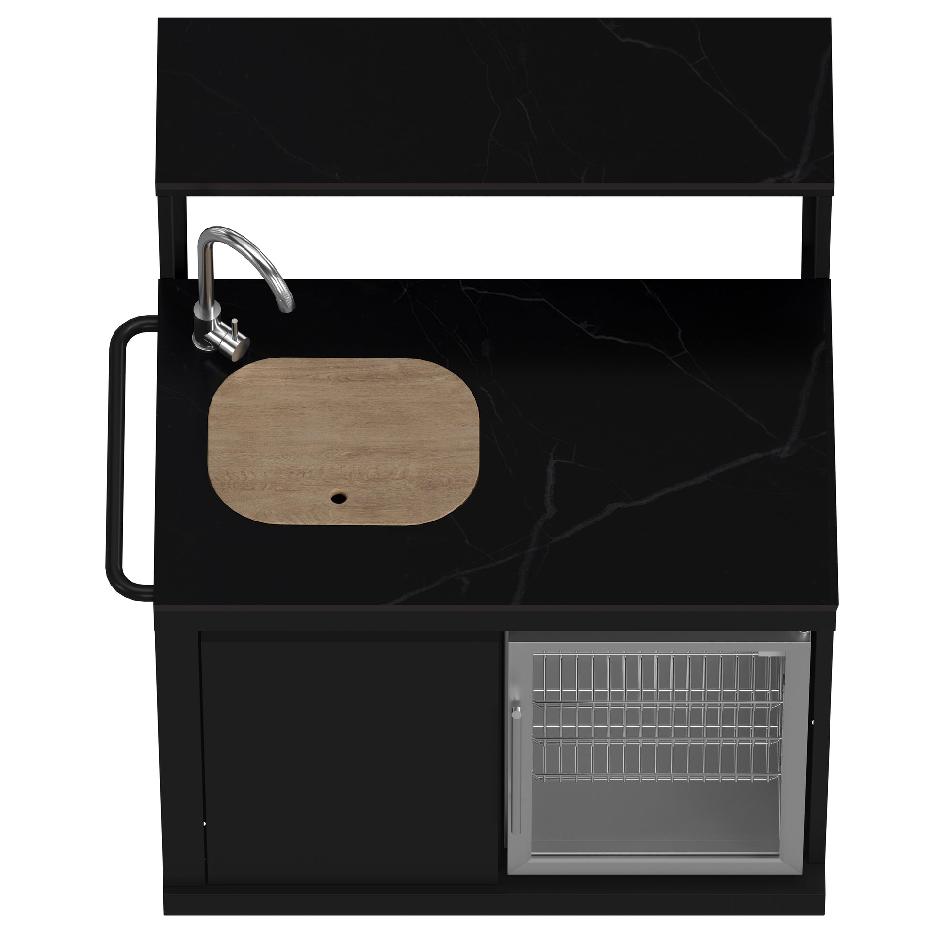 Forno All’Aperto 87,600 BTU Outdoor Kitchen, 4 Burners, Infrared Burners, Side Burner, Black Sintered Stone Countertops, Gas Pizza Oven, Sink Module, Bar & Beverage Center - Forno Appliances