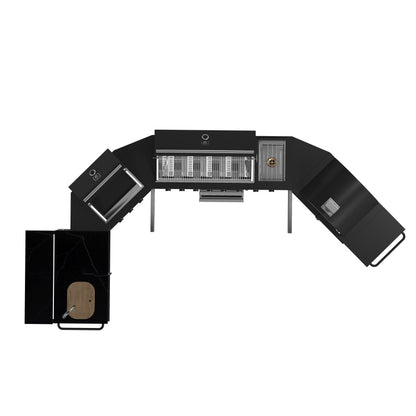 Forno All’Aperto 99,600 BTU Outdoor Kitchen, 5 Burners, Infrared Burners, Side Burner, Black Sintered Stone Countertops, Gas Pizza Oven, Sink Module, Bar & Beverage Center - Forno Appliances