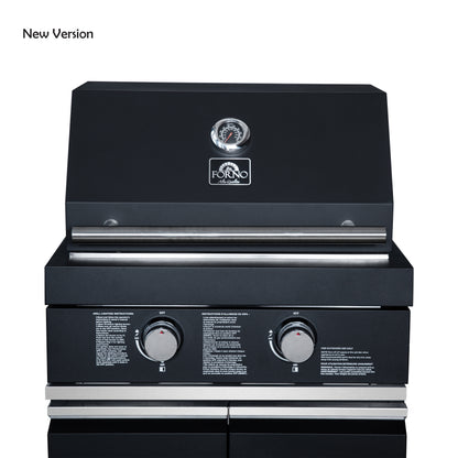 Forno All’Aperto 99,600 BTU Outdoor Kitchen, 5 Burners, Infrared Burners, Side Burner, Black Sintered Stone Countertops, Gas Pizza Oven, Sink Module, Bar & Beverage Center - Forno Appliances