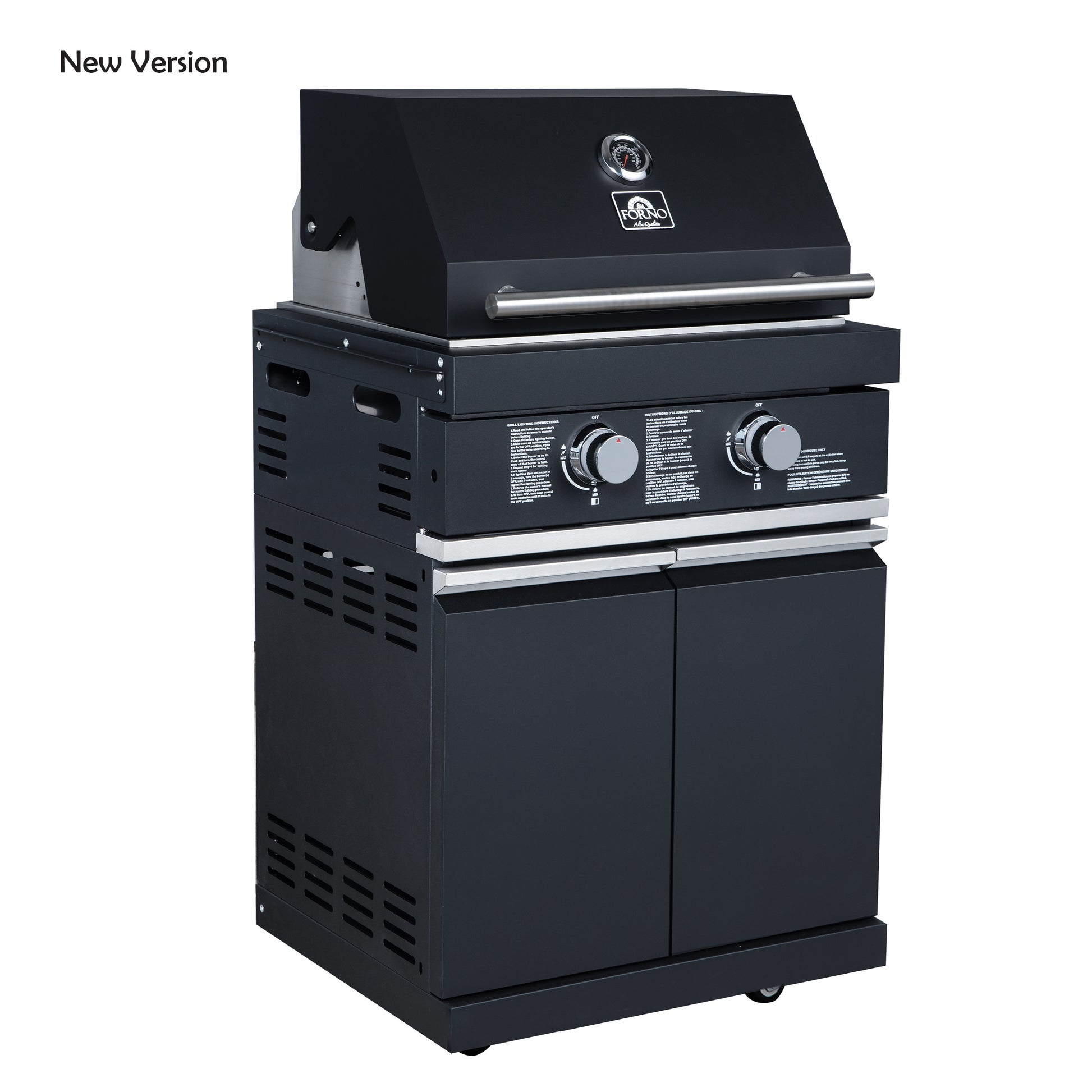 Forno All’Aperto 99,600 BTU Outdoor Kitchen, 5 Burners, Infrared Burners, Side Burner, Black Sintered Stone Countertops, Gas Pizza Oven, Sink Module, Bar & Beverage Center - Forno Appliances