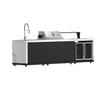 Forno Rimini Outdoor Kitchen: 30" BBQ 62,600 BTU, 4.8 cu.ft. Refrigerators, White Countertops - Forno Appliances