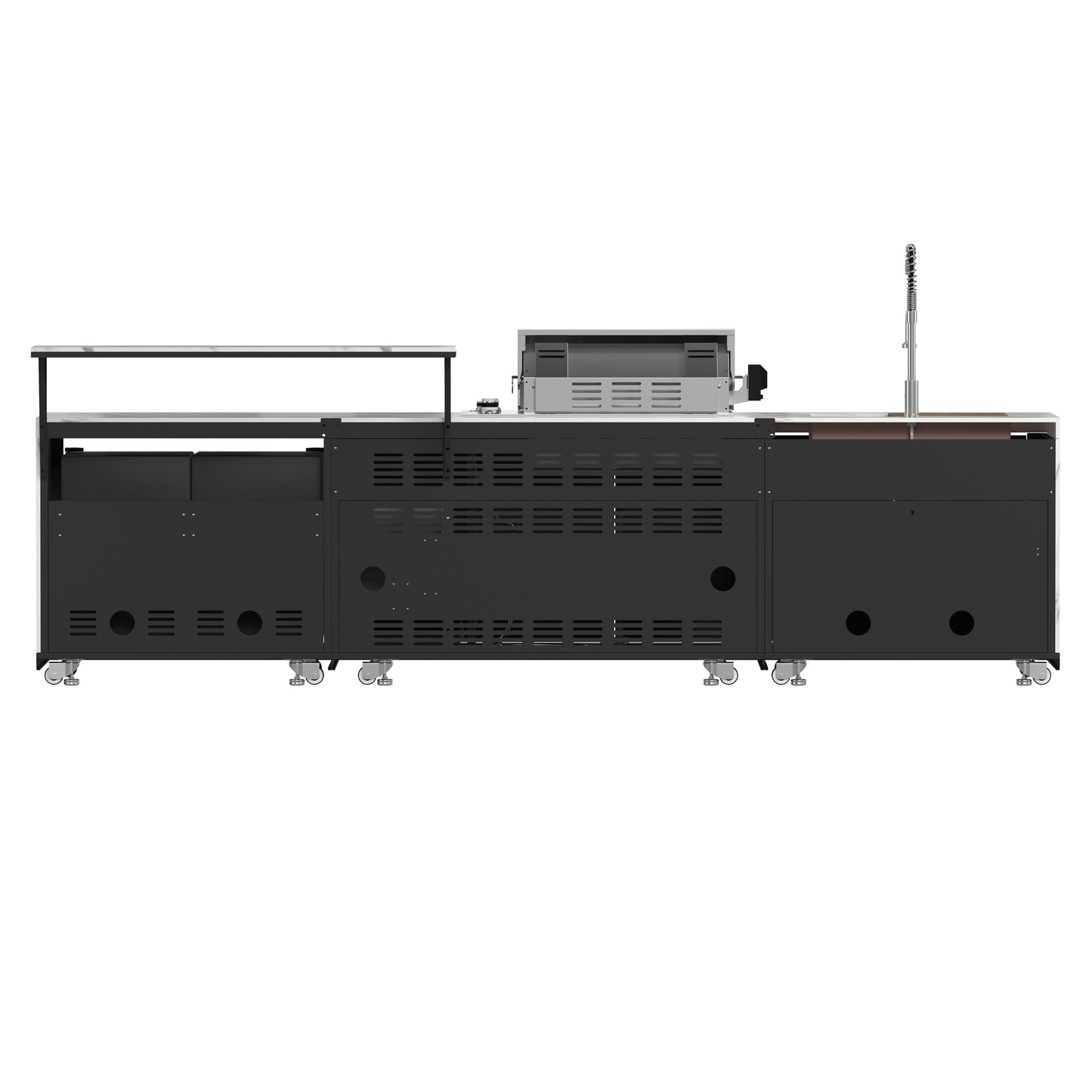 Forno Rimini Outdoor Kitchen: 30" BBQ 62,600 BTU, 4.8 cu.ft. Refrigerators, White Countertops - Forno Appliances