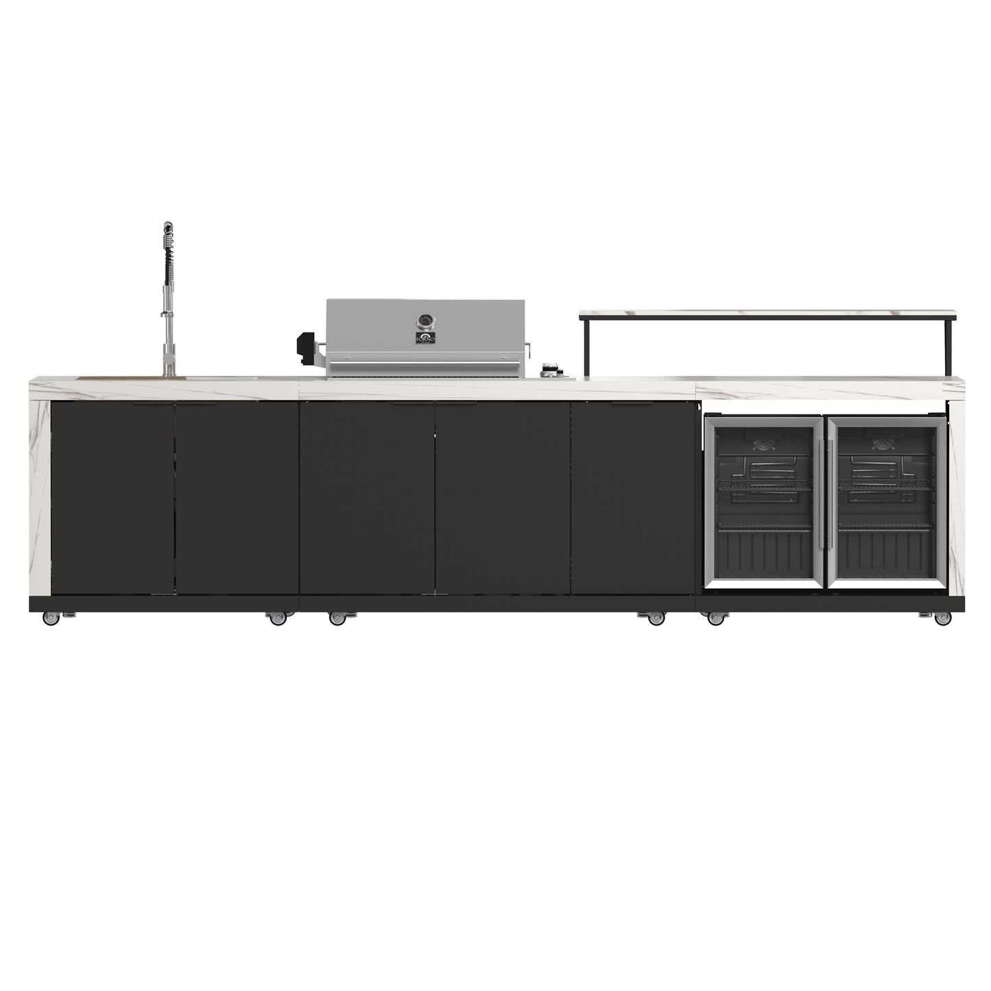 Forno Rimini Outdoor Kitchen: 30" BBQ 62,600 BTU, 4.8 cu.ft. Refrigerators, White Countertops - Forno Appliances