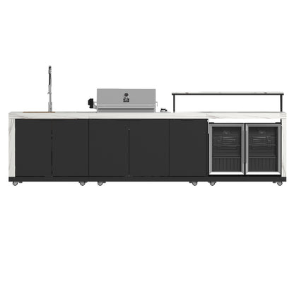 Forno Rimini Outdoor Kitchen: 30" BBQ 62,600 BTU, 4.8 cu.ft. Refrigerators, White Countertops - Forno Appliances