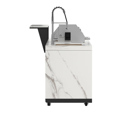Forno Rimini Outdoor Kitchen: 30" BBQ 62,600 BTU, 4.8 cu.ft. Refrigerators, White Countertops - Forno Appliances