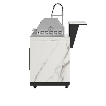 Forno Rimini Outdoor Kitchen: 30" BBQ 62,600 BTU, 4.8 cu.ft. Refrigerators, White Countertops - Forno Appliances