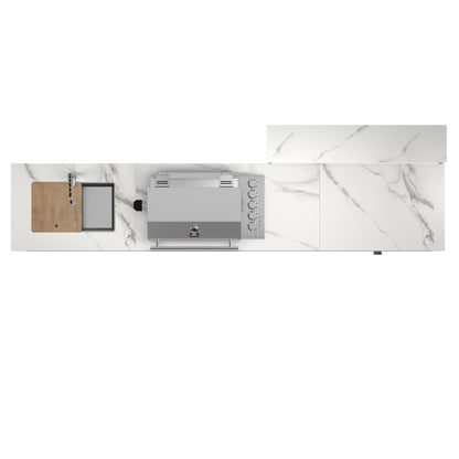 Forno Rimini Outdoor Kitchen: 30" BBQ 62,600 BTU, 4.8 cu.ft. Refrigerators, White Countertops - Forno Appliances