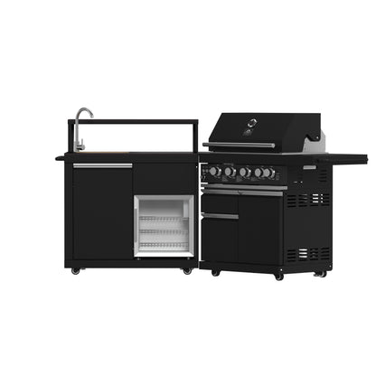 Forno All’Aperto 62,600 BTU BBQ, 3 Stainless Steel Burners, Infrared Burners, Sink Module, Black Sintered Stone Countertops, Bar and Beverage Center - Forno Appliances