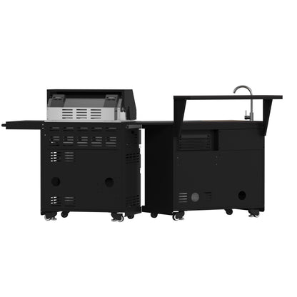 Forno All’Aperto 62,600 BTU BBQ, 3 Stainless Steel Burners, Infrared Burners, Sink Module, Black Sintered Stone Countertops, Bar and Beverage Center - Forno Appliances