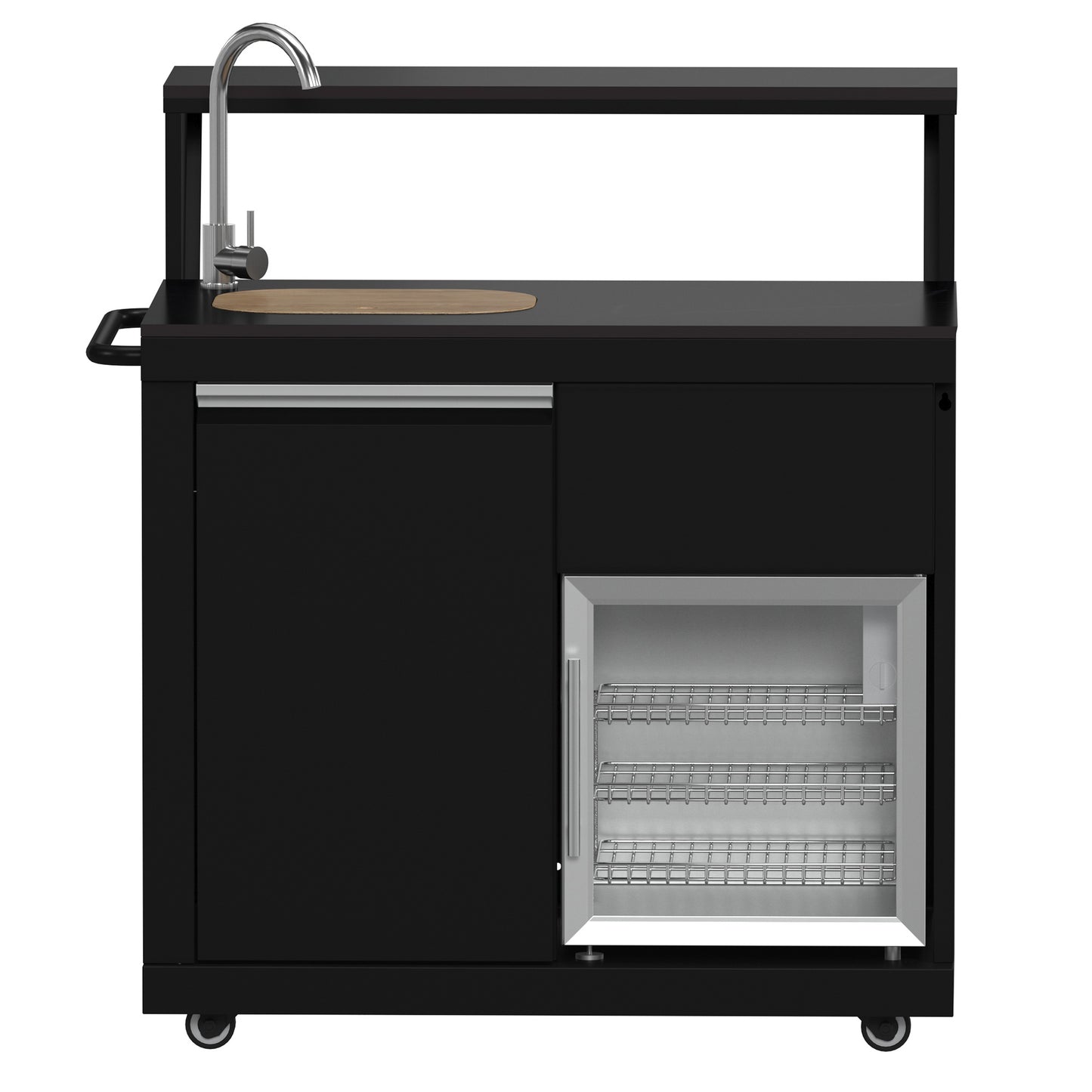 Forno All’Aperto 62,600 BTU BBQ, 3 Stainless Steel Burners, Infrared Burners, Sink Module, Black Sintered Stone Countertops, Bar and Beverage Center - Forno Appliances